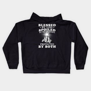 Blessed By God Spoiled By My Grandpa Protected By Both Jesus Kids Hoodie